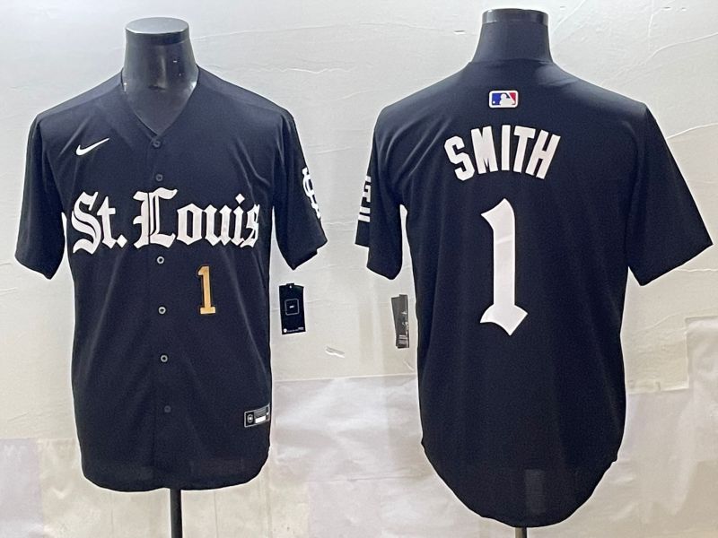 Men 2025 St.Louis Cardinals #1 Smith Black Five generations Joint Name Nike MLB Jersey style 7->st.louis cardinals->MLB Jersey